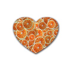 Oranges Background Texture Pattern Rubber Coaster (heart) 