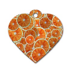 Oranges Background Texture Pattern Dog Tag Heart (one Side) by Bajindul