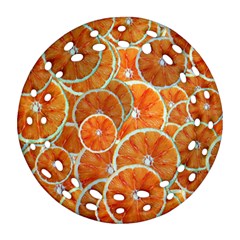 Oranges Background Texture Pattern Round Filigree Ornament (two Sides) by Bajindul