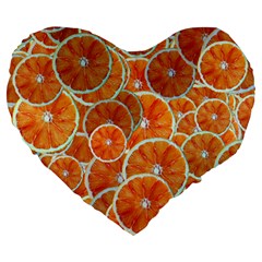 Oranges Background Texture Pattern Large 19  Premium Heart Shape Cushions by Bajindul