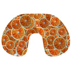 Oranges Background Texture Pattern Travel Neck Pillow by Bajindul