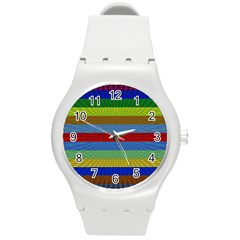 Pattern Background Round Plastic Sport Watch (m) by Bajindul