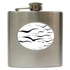 Sky Birds Flying Flock Fly Hip Flask (6 Oz) by Bajindul