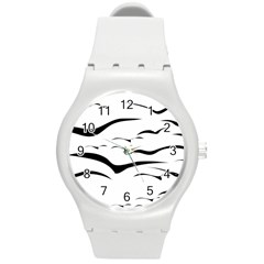 Sky Birds Flying Flock Fly Round Plastic Sport Watch (m) by Bajindul