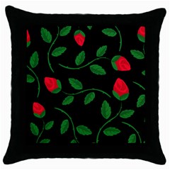 Roses Flowers Spring Flower Nature Throw Pillow Case (black) by Bajindul