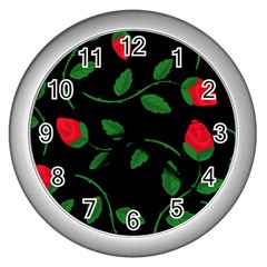 Roses Flowers Spring Flower Nature Wall Clock (silver) by Bajindul