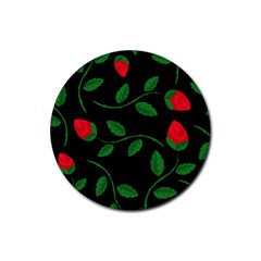 Roses Flowers Spring Flower Nature Rubber Round Coaster (4 Pack)  by Bajindul