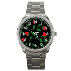 Roses Flowers Spring Flower Nature Sport Metal Watch by Bajindul