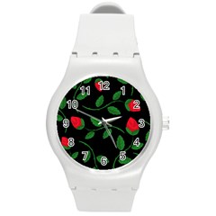 Roses Flowers Spring Flower Nature Round Plastic Sport Watch (m) by Bajindul