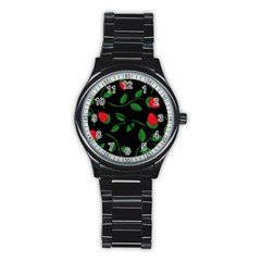 Roses Flowers Spring Flower Nature Stainless Steel Round Watch by Bajindul