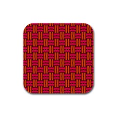 Pattern Red Background Structure Rubber Square Coaster (4 Pack)  by Bajindul