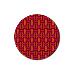 Pattern Red Background Structure Rubber Coaster (round) 