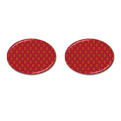 Pattern Red Background Structure Cufflinks (oval) by Bajindul