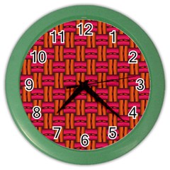 Pattern Red Background Structure Color Wall Clock by Bajindul