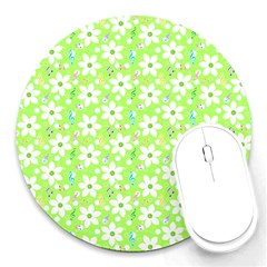 Zephyranthes Candida White Flowers Round Mousepads by Bajindul