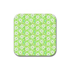 Zephyranthes Candida White Flowers Rubber Coaster (square)  by Bajindul