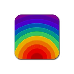 Rainbow Background Colorful Rubber Coaster (square)  by Bajindul