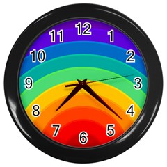 Rainbow Background Colorful Wall Clock (black)