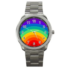 Rainbow Background Colorful Sport Metal Watch by Bajindul