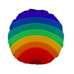 Rainbow Background Colorful Standard 15  Premium Round Cushions by Bajindul