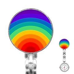 Rainbow Background Colorful Stainless Steel Nurses Watch by Bajindul