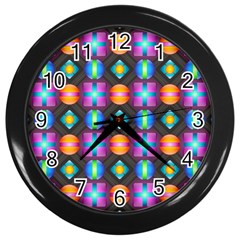 Squares Spheres Backgrounds Texture Wall Clock (black) by Bajindul