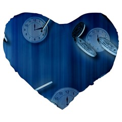 Time Clock Watch Hours Large 19  Premium Heart Shape Cushions by Bajindul