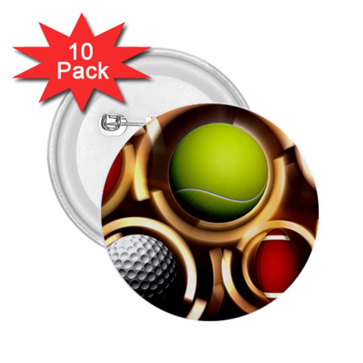 Sport Ball Tennis Golf Football 2.25  Buttons (10 pack) 