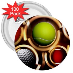 Sport Ball Tennis Golf Football 3  Buttons (100 Pack)  by Bajindul