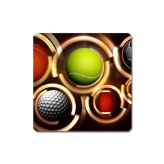 Sport Ball Tennis Golf Football Square Magnet by Bajindul