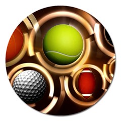 Sport Ball Tennis Golf Football Magnet 5  (round) by Bajindul