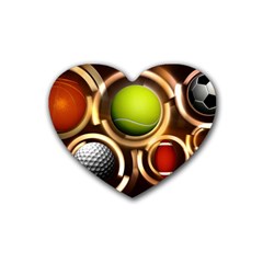 Sport Ball Tennis Golf Football Rubber Coaster (heart)  by Bajindul