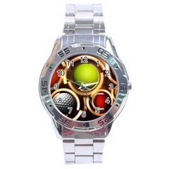 Sport Ball Tennis Golf Football Stainless Steel Analogue Watch by Bajindul