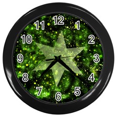 Star Blue Star Space Universe Wall Clock (black) by Bajindul