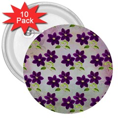 Purple Flower 3  Buttons (10 Pack)  by Bajindul