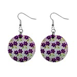 Purple Flower Mini Button Earrings Front