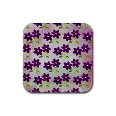 Purple Flower Rubber Coaster (square) 