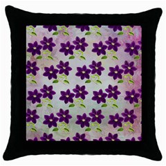 Purple Flower Throw Pillow Case (black) by Bajindul