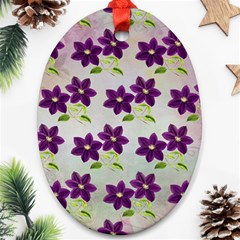 Purple Flower Oval Ornament (two Sides)