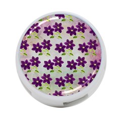 Purple Flower 4-port Usb Hub (one Side) by Bajindul