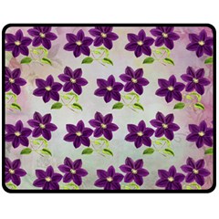 Purple Flower Fleece Blanket (medium)  by Bajindul