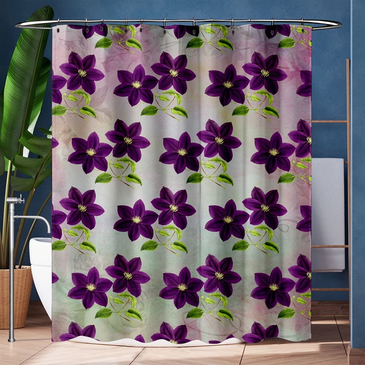 Purple Flower Shower Curtain 60  x 72  (Medium) 