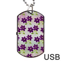 Purple Flower Dog Tag Usb Flash (two Sides)