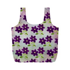 Purple Flower Full Print Recycle Bag (m) by Bajindul