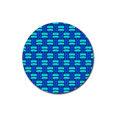 Pattern Graphic Background Image Blue Rubber Round Coaster (4 Pack)  by Bajindul