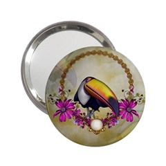 Cute Funny Coutan With Flowers 2 25  Handbag Mirrors by FantasyWorld7