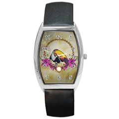 Cute Funny Coutan With Flowers Barrel Style Metal Watch by FantasyWorld7