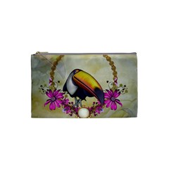 Cute Funny Coutan With Flowers Cosmetic Bag (small) by FantasyWorld7