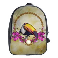 Cute Funny Coutan With Flowers School Bag (large) by FantasyWorld7