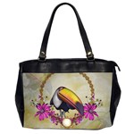 Cute Funny Coutan With Flowers Oversize Office Handbag (2 Sides) Front